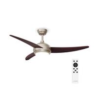 KLARSTEIN El Paso Ventilateur Plafond Avec Lumiere - Télécommande, 6 Vitesses, Silencieux, 3 Couleurs, Intérieur & Extérieur, 132cm, Plafonnier Ventilateur, Walnut