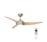KLARSTEIN El Paso Ventilateur Plafond Avec Lumiere - Télécommande, 6 Vitesses, Silencieux, 3 Couleurs, Intérieur & Extérieur, 132cm, Plafonnier Ventilateur, Maple