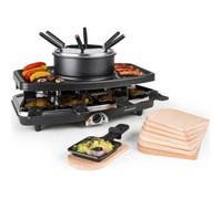 Klarstein Entrecote 2-en-1 - Appareil á raclette et fondue 1100 W, plaque en pierre naturelle, service pour 8 personnes