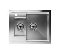 Klarstein Évier de cuisine inox - 1,5 bac avec kit d'installation, acier inox 304, résistant aux rayures & à la chaleur, facile à nettoyer, trop-plein inclus, 61x50 cm