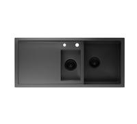 Klarstein Évier de cuisine inox - bac 1,5 avec égouttoir,acier inoxydable 304,résistant aux rayures & à la chaleur, facile à nettoyer, trop-plein & kit d'installation inclus, 100x45 cm, gris métallisé
