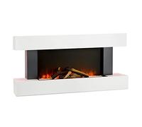 Klarstein Fausse Cheminee Electrique a LED Effet Flamme Decorative Chauffante de 2000W, Télécommande et Minuterie, Chauffage Cheminée Électrique Murale a Poser