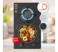 Klarstein Firetale 30cm Plaque de Cuisson à Gaz 2 Feux Noir