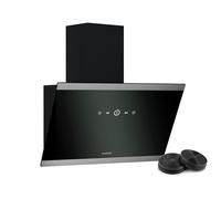 Klarstein FlashLine hotte aspirante - hotte de cuisine 60 cm, écran tactile, 524 m³/h, CEE A++, éclairage LED, silencieuse avec 34,5 dB, noire, conduit & recirculation