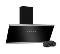 Klarstein FlashLine hotte aspirante - hotte de cuisine 90 cm, écran tactile, 524 m³/h, CEE A++, éclairage LED, silencieuse avec 34,5 dB, noire, conduit & recirculation