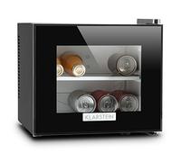 KLARSTEIN Frosty Mini frigo Réfrigérateur compact pour boissons et fromages 10 L 65 W Classe B (température 12-18 °C, porte en verre à isolation double, 30 dB, éclairage intérieur) - noir