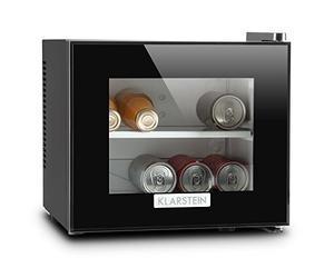 KLARSTEIN Frosty Mini frigo Réfrigérateur compact pour boissons et fromages 10 L 65 W température 12-18 °C, porte en verre à isolation double, 30 dB, éclairage intérieur) - noir