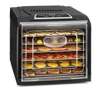 Klarstein Fruit Jerky Déshydrateur Alimentaire, 6 Plateaux, 500 W, Acier Inoxydable, Écran Tactile, Minuterie, 35-70°C, Élément Chauffant Inox, Système HotAir Circulation, Noir