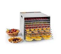 Klarstein Fruit Jerky Pro - Déshydrateur, Déshydrateur alimentaire, Retrait individuel, Température réglable, Grande surface de séchage, Minuterie, Ventilateur, 1000 watts, 10 étages, argent