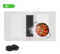 Klarstein Full House 90cm 4 Feux Plaque Induction avec Hotte Intégrée Blanc A