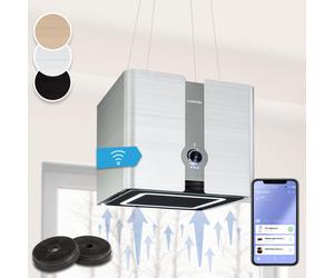 Klarstein Futurelight Smart 45cm 413m³/h Hotte d'Îlot Argent C