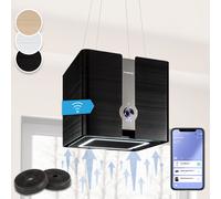 KLARSTEIN Futurelight Smart Hotte aspirante suspendue - Hotte aspirante à recyclage d'air avec une puissance d'évacuation de 420 m³/h, hotte îlot à recyclage d'air avec éclairage LED, inox - Noir