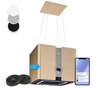 Klarstein Futurelight Smart Hotte aspirante suspendue - Hotte à recyclage avec débit de 413 m³/h, îlot à recyclage avec éclairage LED, acier inoxydable, or