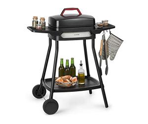 Klarstein Gatsby gril électrique, gril sur pied et de table, 2000 W, EasyGrill Concept, surface de cuisson 40 x 36 cm, fonte d'aluminium, antiadhésif, capot, deux tablettes latérales, noir