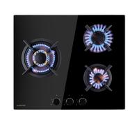 Klarstein Tables de Cuisson à Gaz, Plaque de Cuisson Gaz à 3 Brûleurs, Table de Cuisson Electrique à 3 Feux de 6200W, Cuisiniere Gaz, Gaziniere Gaz avec Brûleurs en Acier Inoxydable, Cuisinières GPL