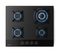 Plaque de cuisson à gaz - KLARSTEIN - Goldflame Nano - 4 brûleurs en laiton - 8 kW - Verre trempé