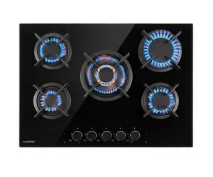 Klarstein Goldflame 70cm Plaque de Cuisson à Gaz 5 Feux Noir
