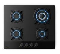 Klarstein Goldflame Nano Plaque de cuisson gaz 4 brûleurs en laiton 8 kW Table de cuisson à gaz GPL/Gaz naturel Noir G
