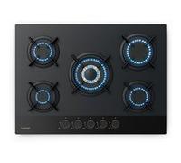 Klarstein Goldflame Nano Plaque de Cuisson Gaz, 5 Brûleurs Laiton, 10.4kW, 70cm, Revêtement Nano, Allumage Automatique, Sécurité Flamme, Kit Conversion GN/GPL, Plaque Gaz Cuisine