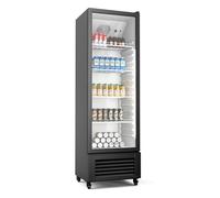 Klarstein GrandCooler 306 L Réfrigérateur à Boissons - Vitrine Réfrigérée avec Porte Double Vitrage, Éclairage LED Blanc/Bleu, Thermostat 0°C à 10°C, 4 Étagères, Roues Pivotantes