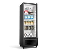 Klarstein GrandCooler 270 L réfrigérateur à boissons - Vitrine Réfrigérée avec Porte Double Vitrage, Éclairage LED Blanc/Bleu, Thermostat 0°C à 10°C, 4 Étagères, Roues Pivotantes