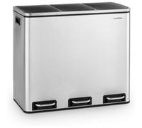 Klarstein Grandmaster Trash Poubelle à pédale 54L / 3x 18 L - Tri sélectif - PP inox argent Argent G