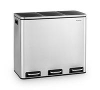 KLARSTEIN Grandmaster Trash Poubelle à pédale, Bac de tri 54 litres avec 3 seaux de 18 litres, Recyclage, PP/boîtier en acier inoxydable, Poignées, Acier inoxydable brossé/noir