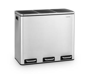 KLARSTEIN Grandmaster Trash Poubelle à pédale, Bac de tri 54 litres avec 3 seaux de 18 litres, Recyclage, PP/boîtier en acier inoxydable, Poignées, Acier inoxydable brossé/noir