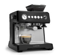 KLARSTEIN GrandPresso Machine à Café Grain - 20 Bars, 1350W, Moulin Intégré, Buse Vapeur, Réservoir 2.3L, Noir, Cafetière à Grain avec Broyeur, Design Compact, Facile à Nettoyer