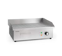 Klarstein Grillmeile 3000R Pro: Plaque de gril électrique en fonte, 54,5 x 35 cm, 50-300 °C, 3000 W, professionnel avec pare-éclaboussures, inox