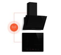 Klarstein HaloSync 60cm Plaque à Induction 4 Feux avec Hotte décorative Noire APPP