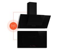 Klarstein HaloSync 90cm Plaque à Induction 5 Feux avec Hotte décorative Noire APPP