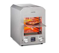 KLARSTEIN Hannibal gril haute température, gril d'intérieur, puissance 2200 W, température 200-850 °C, élément chauffant infrarouge, système CharForce, surface 18,5x30cm, écran LED, minuterie - argent