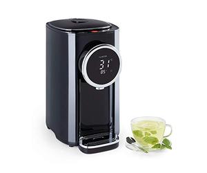 Klarstein Hot Spring Plus Distributeur d'eau chaude, Réservoir : 5 litres, Grand écran LCD, 45-95 °C, Cuve en acier inoxydable, Protection anti-marche à sec et surchauffe, Sécurité enfant, noir