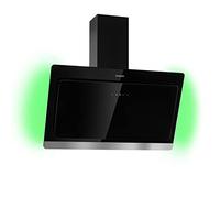 Klarstein Hotte Aspirante 90 cm, Hotte Aspirante Inclinée Silencieuse, Hotte de Cuisine 90cm avec Lampes LED, Débit d'Air Puissant 563m³/h, Efficacité Energétique A, Hotte avec Évacuation, Wi-Fi