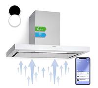 Klarstein Hotte Aspirante 90cm, Hottes de Cuisine, Filtre de Hotte à Graisse en Aluminium, Débit d'Air Puissant 577 m³/h et Silencieux, Eclairage LED, Hottes Aspirantes Dégraissante, Contrôle APP