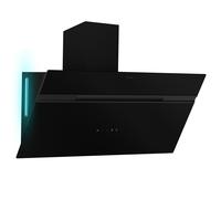 Klarstein Alina hotte aspirante - 90 cm hotte murale, 615 m³/h, éclairage LED 9 couleurs, tactile, classe énergétique A, 54 dB, noire, extraction & recirculation