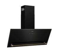 Klarstein Victoria Hotte Aspirante - 90cm Hotte Cuisine Inclinée, Débit 336 m³/h, Écran LED, A++ Énergie, Silencieuse 52 dB, Noir & Or, Extraction & Recirculation