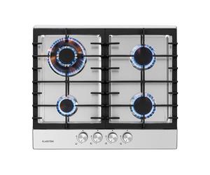 Klarstein Ignito 60cm Plaque de Cuisson à Gaz 4 Feux Argent