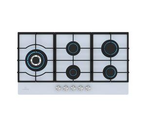 Klarstein Ignito Chef Table de cuisson à gaz Allumage électrique Plaque de cuisson gaz 5 brûleurs pour gaz liquide ou naturel Blanc