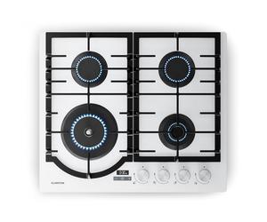 Klarstein Ignito Timer 60cm Plaque de cuisson à gaz 4 Feux Blanc