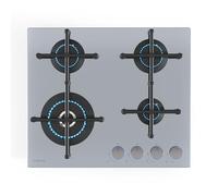Klarstein Illuminosa 4 Plaque De Cuisson Gaz, 4 Brûleurs Sabaf, 4kW, Acier Inoxydable, Allumage Électrique, Supports Magnétiques, Pour Gaz Naturel & GPL, 59x13x51 cm