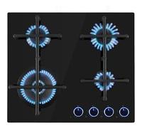 Klarstein Illuminosa 4 - Table de cuisson à gaz, 4 brûleurs Sabaf , surface vitrocéramique G