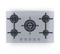 Klarstein Illuminosa 5 Plaque De Cuisson Gaz, 5 Brûleurs Sabaf, 4kW-1kW, Acier Inoxydable, Allumage Électrique, Compatible Gaz Naturel & GPL, 76x13x50 cm