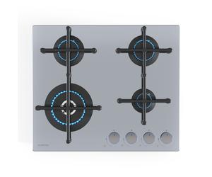 Klarstein Illuminosa 60cm Plaque de cuisson à gaz 4 Feux Argent