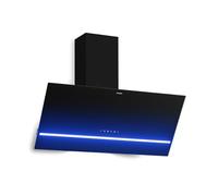 Klarstein Illuminosa Hotte Aspirante 90 cm - Hotte Décorative Inclinée, 818 m³/h, LED, Tactile, A++, 3 Vitesses & Boost, Filtre Charbon, Recyclage ou Évacuation, Hotte Cuisine