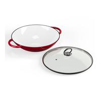 Klarstein Jersey Wok fonte émaillée rond couvercle deux poignées passe au four pour tous types de feux