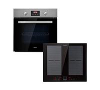 Klarstein Kalahari Delicatessa Set - Four + plaque de cuisson encastrables - Plaque à induction 4 zones : 7000 W (2 x 2000 W / 2 x 1500 W), Four : 68 L noir, acier inoxydable