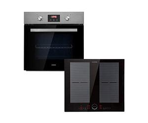 Klarstein Kalahari Delicatessa Set - Four + plaque de cuisson encastrables - Plaque à induction 4 zones : 7000 W (2 x 2000 W / 2 x 1500 W), Four : 68 L noir, acier inoxydable