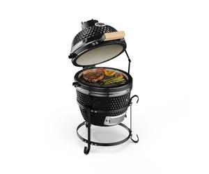 Klarstein Kamado Grill Barbecue en céramique (Slowcooking, grillades, thermomètre intégré, cuisson entre 50° et 425°C, faible consommation de charbon) - noir